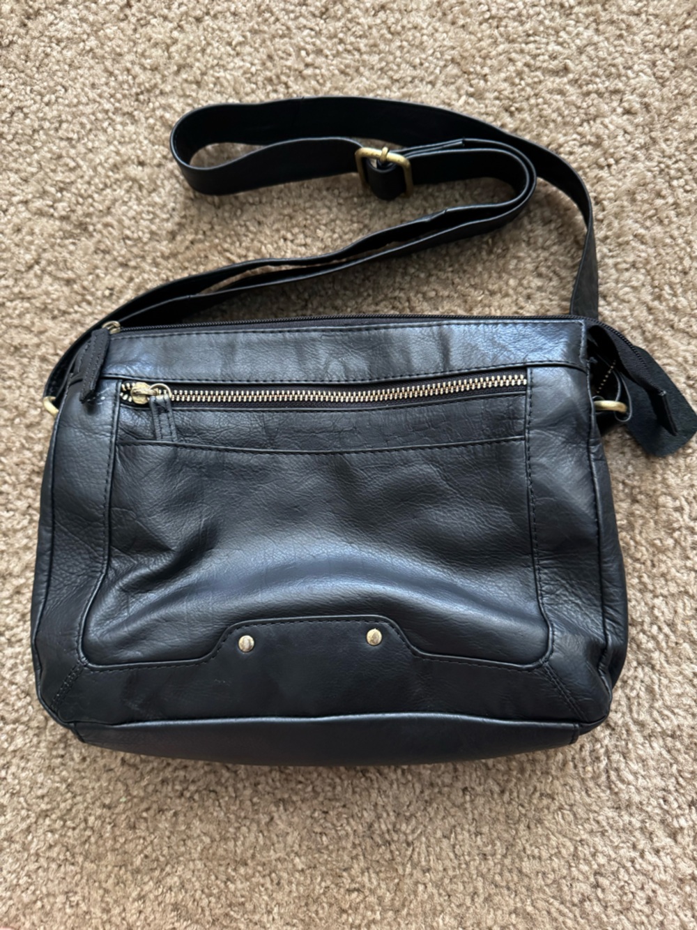 Great American Leather Works Crossbody with Gold Accebts